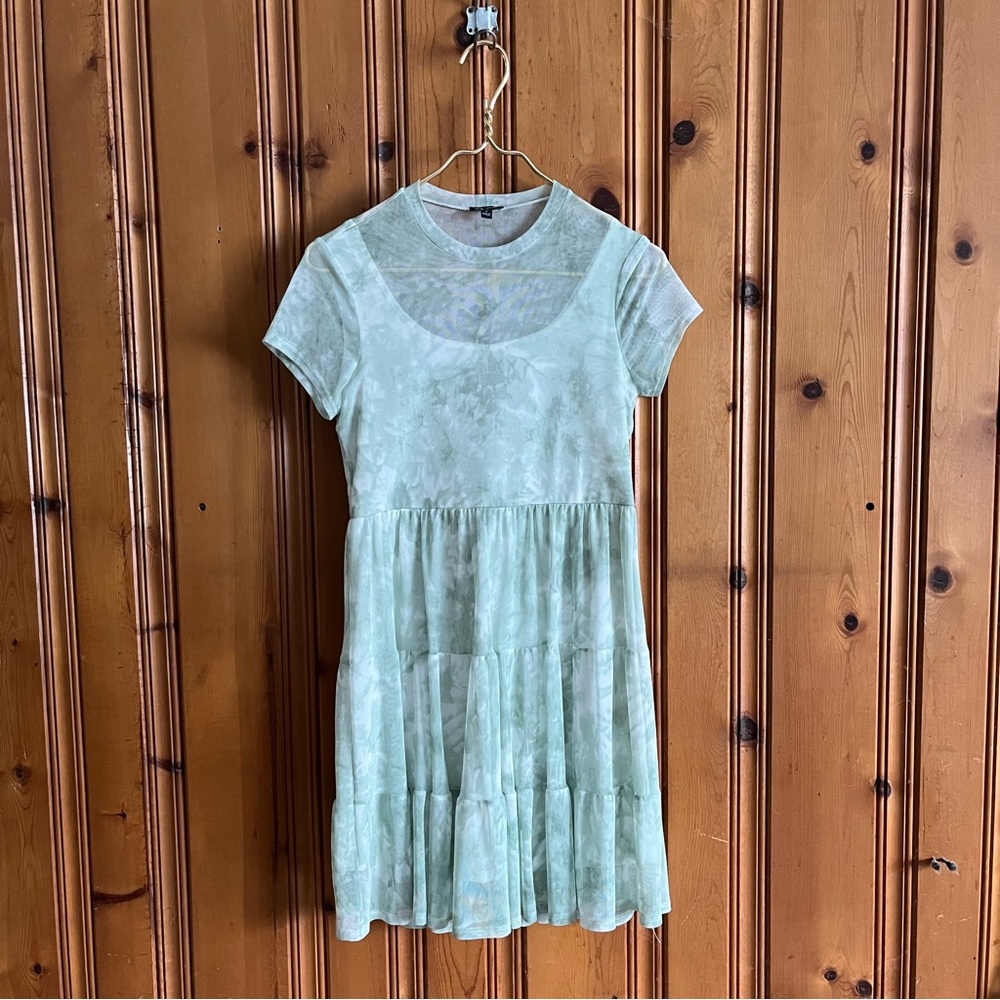 Lily rose green and white tie dye mesh sundress small